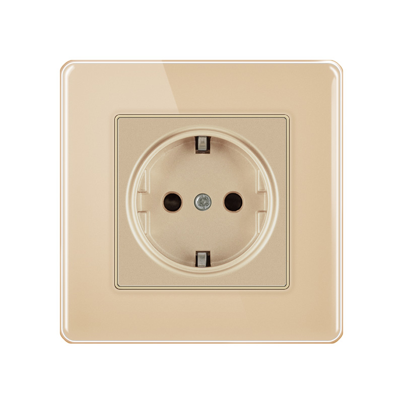 Tempered Glass Switch ABG-German Socket-GOLD